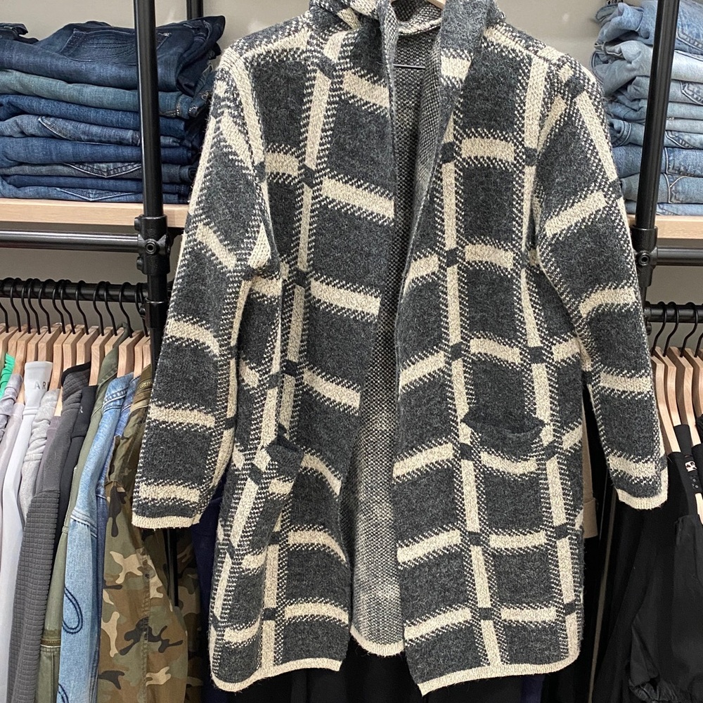 Hooded Gray Sweater Shacket - image 1